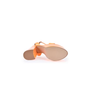 Egyszínű Narancs Lakkozott Blokksarkú Szandál