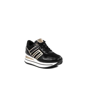 Fekete Platformos Talpú Sneaker Arany Színű Díszítéssel