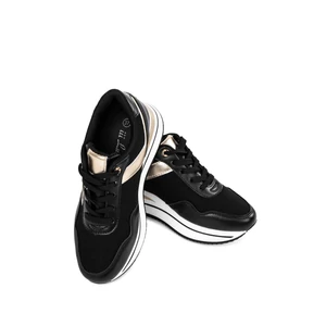 Fekete Platformos Talpú Sneaker Arany Színű Díszítéssel