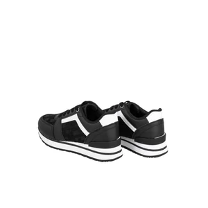 Fekete Csillogó Anyagú Fűzős Sneaker