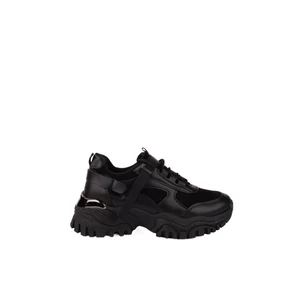 Fekete Platformos Fűzős Sneaker Csattal