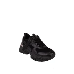 Fekete Platformos Fűzős Sneaker Csattal