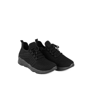 Fekete Fűzős Gumírozott Anyagú Sneaker