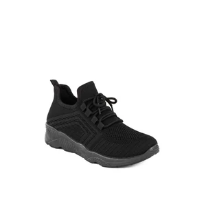 Fekete Fűzős Gumírozott Anyagú Sneaker