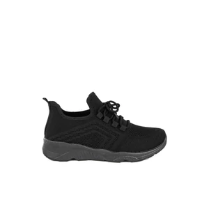 Fekete Fűzős Gumírozott Anyagú Sneaker