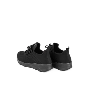 Fekete Fűzős Gumírozott Anyagú Sneaker