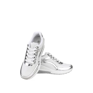 Ezüst Színű Lakkozott Sneaker Platformos Talppal