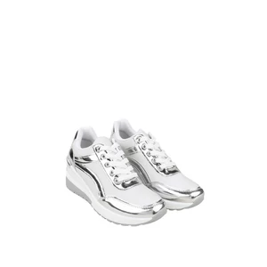 Ezüst Színű Lakkozott Sneaker Platformos Talppal