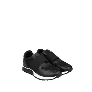 Fekete Műbőr Sneaker Pánttal Az Elején
