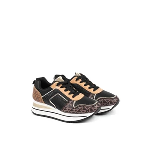Mintás Sötétbarna-Fekete Műbőr Sneaker