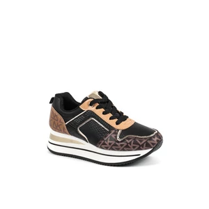Mintás Sötétbarna-Fekete Műbőr Sneaker
