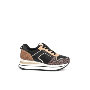 Mintás Sötétbarna-Fekete Műbőr Sneaker