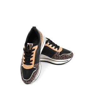 Mintás Sötétbarna-Fekete Műbőr Sneaker