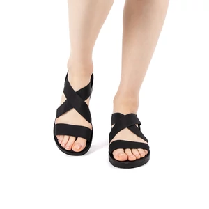 TREE Fekete Női Műbőr Gumis Keresztpántos Szandál 