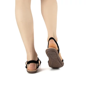 TREE Fekete Női Művelúr Szandál Köves Gyöngyökkel Díszítve