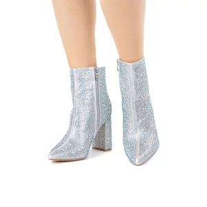 DE BLOSSOM Ezüst Strasszkövekkel Kirakott Bokacsizma