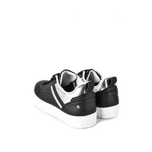 Fekete-Ezüst Magas Talpú Női Sneaker