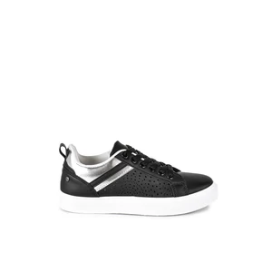 Fekete-Ezüst Magas Talpú Női Sneaker