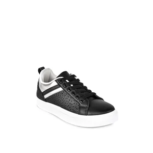 Fekete-Ezüst Magas Talpú Női Sneaker