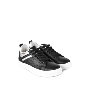 Fekete-Ezüst Magas Talpú Női Sneaker