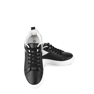 Fekete-Ezüst Magas Talpú Női Sneaker