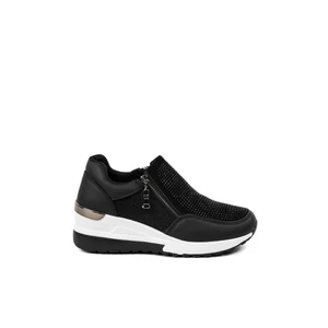 Rejtett Magassarkú Fekete Női Csillogós Sneaker Strasszokkal Díszítve 