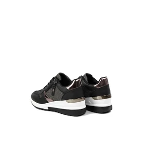Rejtett Magassarkú Fekete-Bronz Csillogós Sneaker 