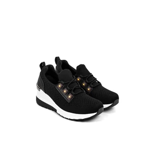 Rejtett Magassarkú Fekete Szövet Sneaker 