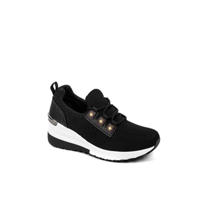 Rejtett Magassarkú Fekete Szövet Sneaker 