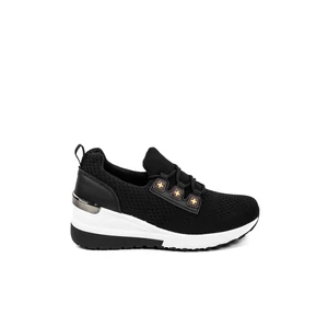 Rejtett Magassarkú Fekete Szövet Sneaker 