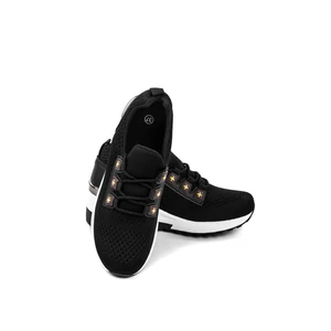 Rejtett Magassarkú Fekete Szövet Sneaker 