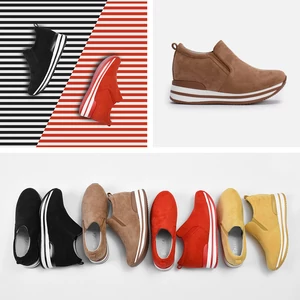 Barna Művelúr Rejtett Magassarkú Sneaker
