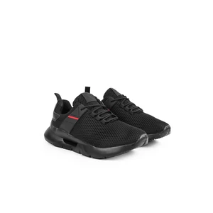 LEMAX Fekete Színű Férfi Sneaker Piros Csíkkal 