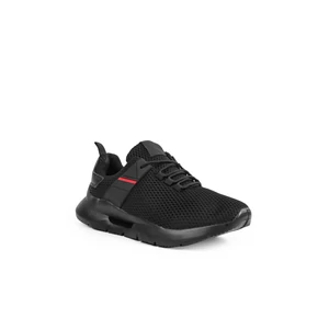LEMAX Fekete Színű Férfi Sneaker Piros Csíkkal 