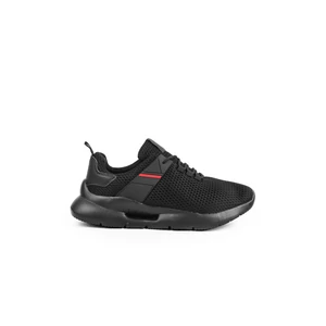 LEMAX Fekete Színű Férfi Sneaker Piros Csíkkal 