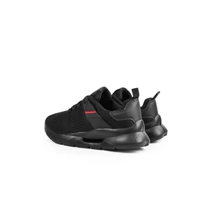 LEMAX Fekete Színű Férfi Sneaker Piros Csíkkal 