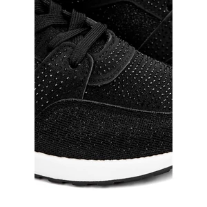 SMALL SWAN Rejtett Magassarkú Fekete Csillogós Strasszkövekkel Díszített Sneaker 