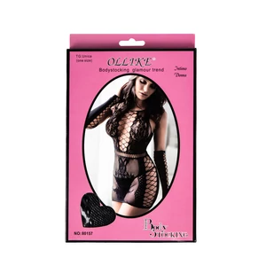 Ollike Fekete Áttetsző Csipke Bodystocking