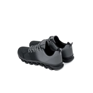 LIAO Fekete/Szürke Rugalmas Fűzős Férfi Sneaker Gumis Talppal