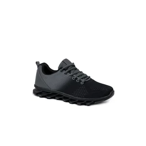 LIAO Fekete/Szürke Rugalmas Fűzős Férfi Sneaker Gumis Talppal
