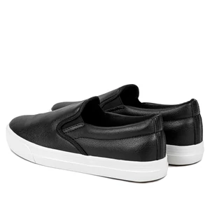 Fekete fehér talpú belebújós slip-on félcipő