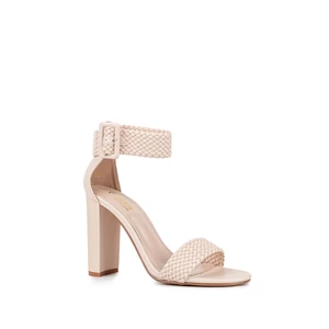 Bézs Magassarkú Szandál Fonott Pánttal