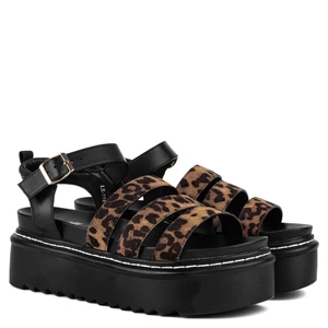 Yesmile Leopárd Mintás Platformos Szandál