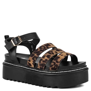 Yesmile Leopárd Mintás Platformos Szandál