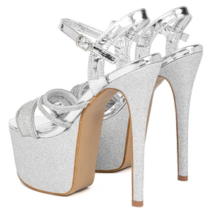 Ezüst Színű Platformos Tűsarkú Szandál