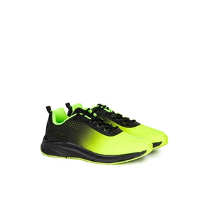 Fekete-Neonzöld Fűzős Textil Férfi Sneaker