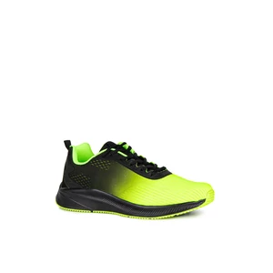 Fekete-Neonzöld Fűzős Textil Férfi Sneaker