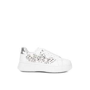 Fehér-Ezüst Sneaker Pillangós Kivágással