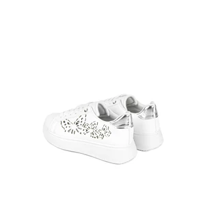 Fehér-Ezüst Sneaker Pillangós Kivágással