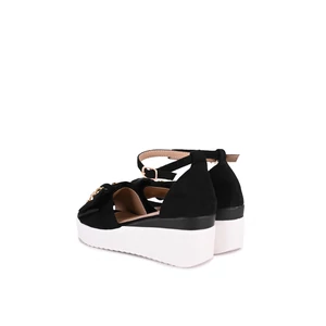 Fekete Női Platformos Díszes Szandál